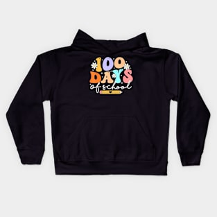 Teacher Kids Retro Groovy 100 Days  100th Day Of School Kids Hoodie